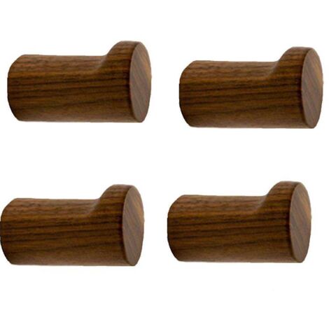 Set di 4 pezzi di ganci da parete in legno, appendiabiti in legno, ganci per telaio porta resistenti, legno di noce