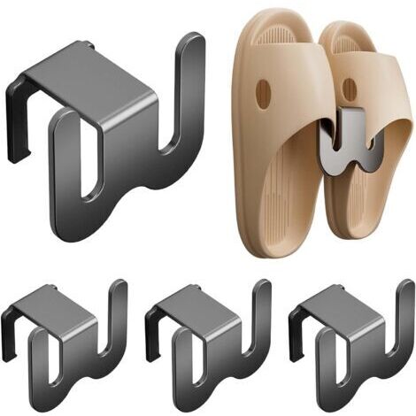 Set di 4 pezzi per appendere pantofole alla parete, scarpiera a muro, organizer per scarpe senza foratura, mensola porta scarpe sospesa, per bagno, soggiorno, corridoio (grigio)