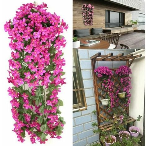 FORTUNEVILLE Set di 4 piante rampicanti di edera finta viola da 85 cm, decorazione floreale viola