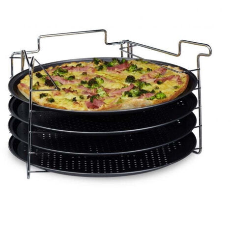 Set di 4 piatti pizza con supporto 883