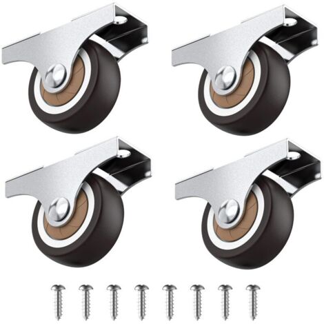 Set di 4 piccole rotelle fisse da 32 mm per mobili, mini rotelle in gomma morbida, rotelle fisse, rotelle per mobili, portata totale 45 kg, per elettrodomestici, attrezzature e casse