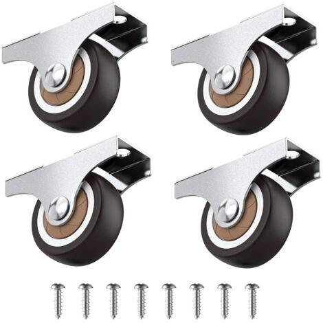 Set di 4 piccole rotelle per mobili da 32 mm, non girevoli, mini rotelle in gomma morbida, rotella fissa, rotella per mobili, capacità totale 45 kg, per elettrodomestici e attrezzature e casse