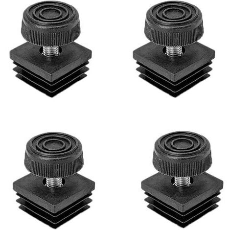 Set di 4 piedini di livellamento neri per gambe di mobili, 30 x 30 mm, punte filettate M8