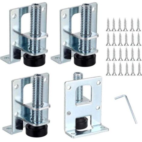 Set di 4 piedini di livellamento regolabili a L per mobili, staffe di montaggio per mobili, gambe di livellamento in metallo per tavoli da lavoro, armadi, guardaroba, 5,1 cm.