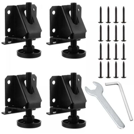Set di 4 piedini di livellamento regolabili M10 per mobili, tavoli, scaffali, armadi, banchi da lavoro con dadi di bloccaggio (neri).