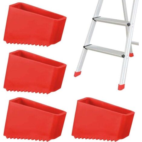 Set di 4 piedini in gomma per scale - 50 x 20 mm - Cappucci protettivi per scale - Antiscivolo - Per piedini universali per scale - Per lavoratori domestici
