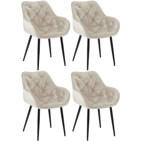 Set 6x sedie poltroncine con seduta girevole HWC-L91 tessuto avorio beige