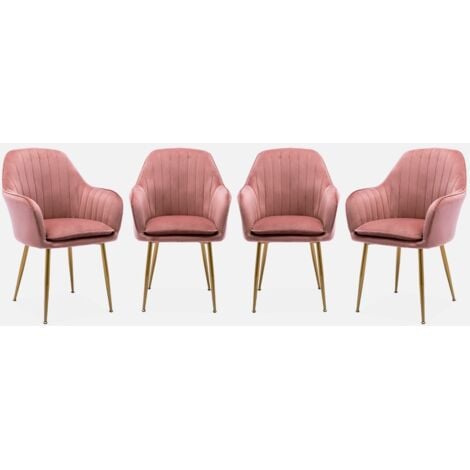 SWEEEK Set di 4 poltrone in velluto con gambe in metallo