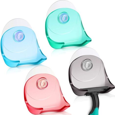 Set di 4 porta rasoi a ventosa per doccia, ganci autoadesivi e supporti a parete per rasoi, adatti a pareti doccia in vetro e piastrellate.