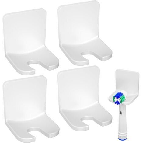Set di 4 porta spazzolini elettrici, con adesivo 3M, supporto per testina di spazzolino per bagno, colore bianco.