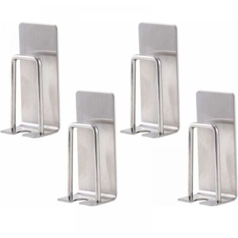 Set di 4 portaspazzolini da parete in acciaio inox, argento, adatti per tazze, boccali, spazzolini da denti, autoadesivi, non richiedono fori.