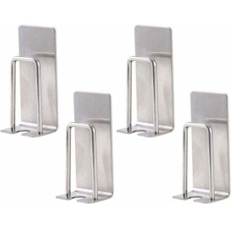 Set di 4 portaspazzolini da parete in acciaio inox autoadesivo per il bagno, pratico contenitore (argento)