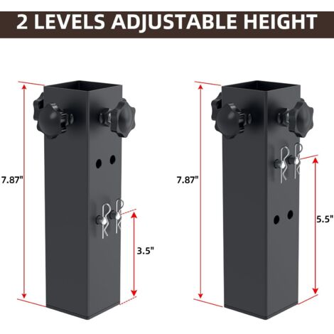 Set di 4 prolunghe per gambe di tavoli pieghevoli, 2 altezze/livelli regolabili, alzate quadrate in metallo per gambe dritte quadrate, aumentano l'altezza del tavolo