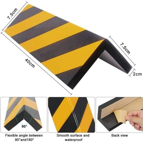 Set di 4 protezioni angolari autoadesive in spugna antiurto per auto, 40 cm, gialle e nere, per prevenire urti e graffi