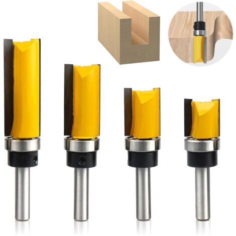 Set di 4 punte per fresa da 8 mm, fresa con cuscinetto superiore, fresa per lavorazione del legno, utensili per lavorazione del legno per taglio e scanalatura del legno (4)