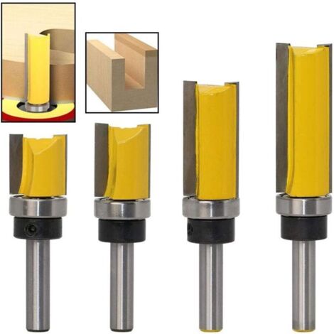 Set di 4 punte per fresatrice a copia, fresa a filo dritto, gambo da 8 mm, diametro 19,05 mm, con cuscinetto sul gambo, utensili per fresatura fai da te per la lavorazione del legno