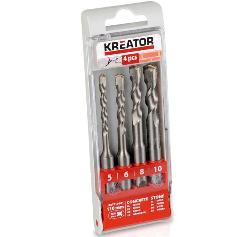Set di 4 punte sds plus 110mm 5-6-8-10mm krt012601 kreator