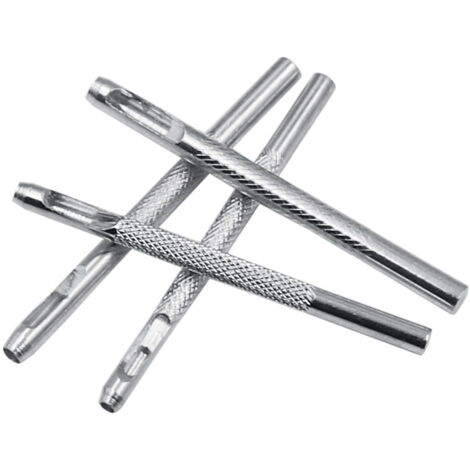 Set di 4 punzoni cavi in acciaio da 2,5 a 4 mm per pelle, per orologi, tessuti, cinture