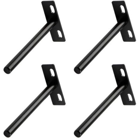 Set di 4 robusti supporti a T invisibili in nero per librerie di legno nascoste