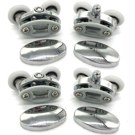 Set di 4 rotelle per porta doccia - due ruote - ovali - a forma di farfalla (23 mm)
