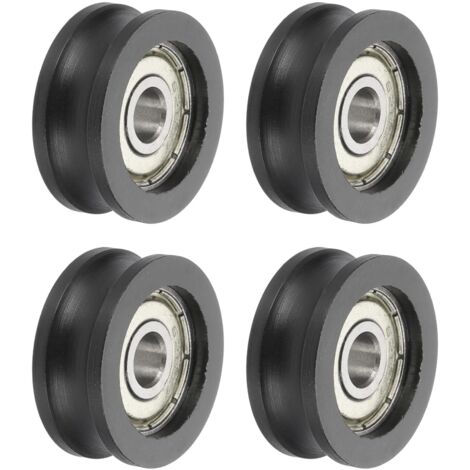 Set di 4 rulli con cuscinetti a sfera con scanalatura a U, 6 x 25 x 10 mm in nylon e acciaio inossidabile, ruota di ricambio per impieghi gravosi per porte scorrevoli, finestre, attrezzature meccanich