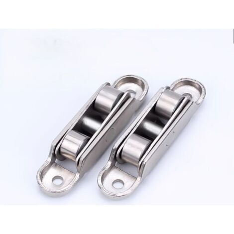 Set di 4 rulli per porte scorrevoli in acciaio inox ad alta resistenza, a doppio azionamento, silenziosi, con albero scorrevole, puleggia universale per finestre in metallo