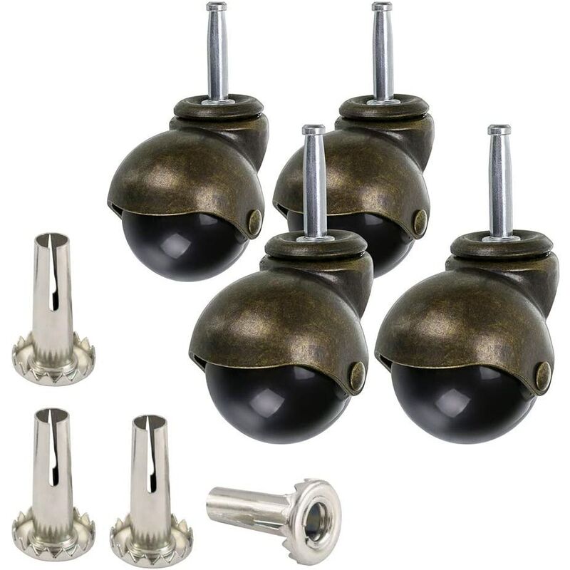 Set di 4 ruote a sfera in bronzo da 50 mm, rotelle...