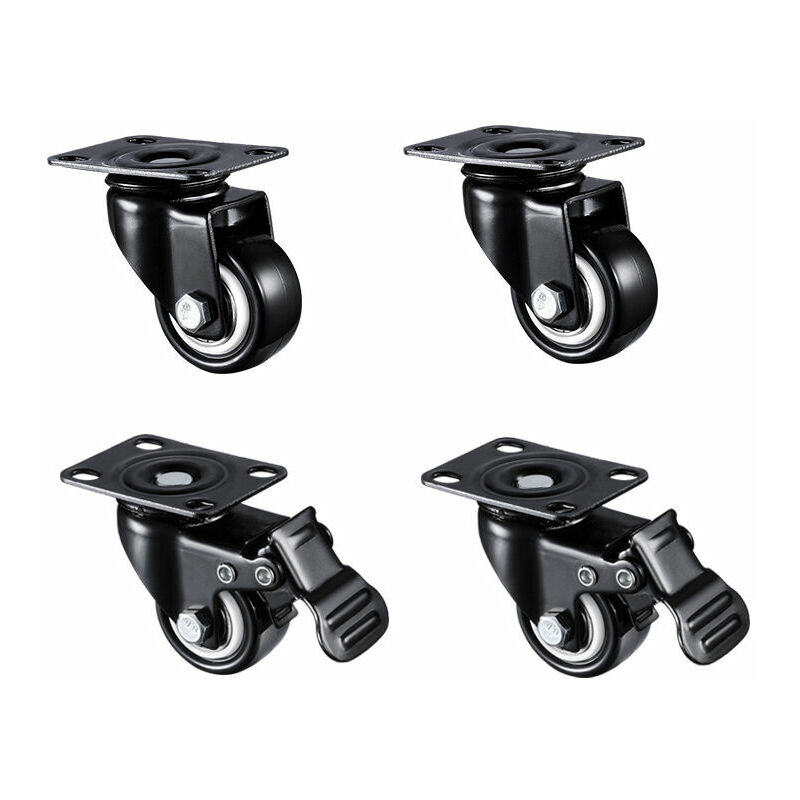 Volavo - Set di 4 ruote girevoli nere da 50 mm