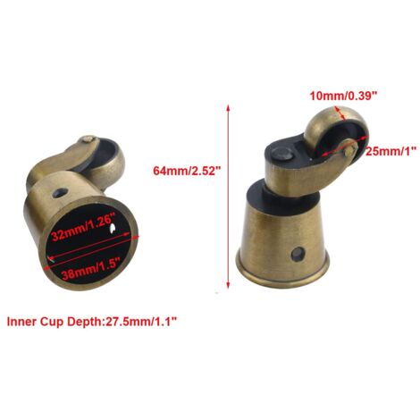 Set di 4 ruote girevoli rotonde in metallo, alte 6,3 cm, per mobili, sedie, tavoli, bronzo