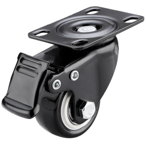 Set di 4 ruote per mobili da 75 mm con freno, ruote per carichi pesanti con blocco, carico totale 500 kg