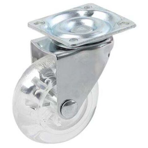 Set di 4 ruote trasparenti da 50 mm con freno per il trasporto, facili da spostare, adatte a tutte le superfici (50 mm), rivestimento in gomma trasparente, portata totale 140 kg.