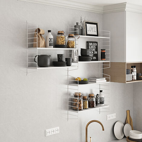 Set di 4 Scaffali da Parete Strängnäs a 3 Ripiani Regolabili  50 x 60 x 15 cm Acciaio Bianco [en.casa]