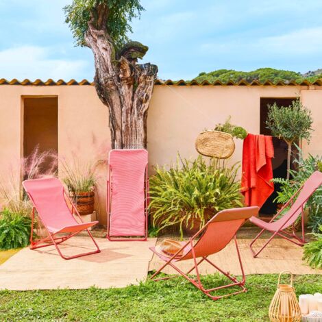 Set di 4 sedie a sdraio da giardino pieghevoli