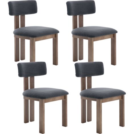 Set di 4 Sedie Cucina in Tessuto Sedia da Pranzo Retrò con Schienale Sedie Legno per Sala da Pranzo/Soggiorno, Grigio Scuro