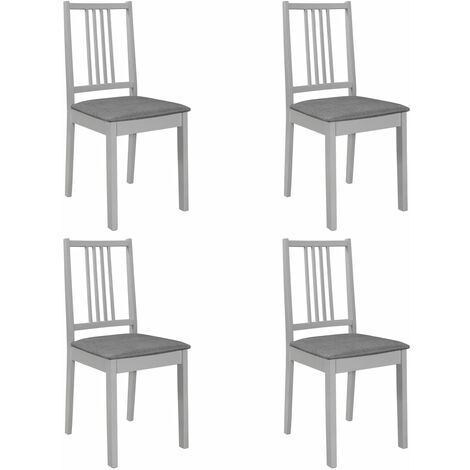 Set di 4 sedie da cucina e sala da pranzo con cuscini in legno massello grigi CDS022102