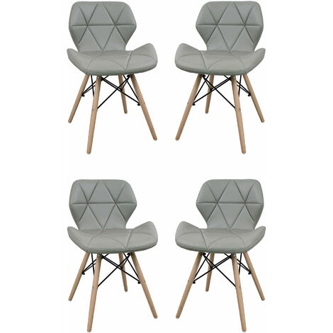 Set Di 4 Sedie Da Cucina Moderna Di Design In Ecopelle Di Design Similpelle Stile Moderno Gambe In Legno Per Sala Da Pranzo, Cm 41x49x71 H