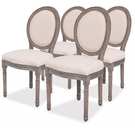 Set di 4 sedie da cucina per sala da pranzo dal design classico in tessuto crema CDS021469