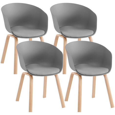 Set Di 4 Sedie Da Cucina Pontrone Sala Da Pranzo Stile Scandinavo Sedia Di Design Moderno Gambe In Metallo Effetto Legno Schienale In Polipropilene Con Cuscino Imbottito Design Moderno Grigio