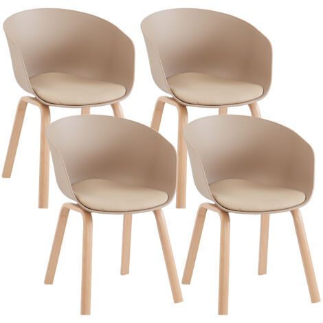 Set Di 4 Sedie Da Cucina Pontrone Sala Da Pranzo Stile Scandinavo Sedia Di Design Moderno Gambe In Metallo Effetto Legno Schienale In Polipropilene Con Cuscino Imbottito Design Moderno Tortora