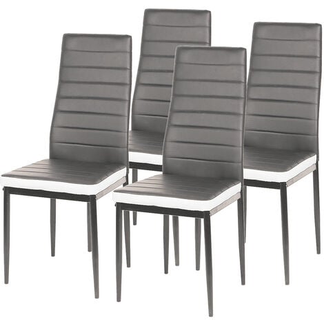 Set di 4 Sedie da Pranzo 41x50x97 cm con Schienale Alto in Similpelle  Bianco