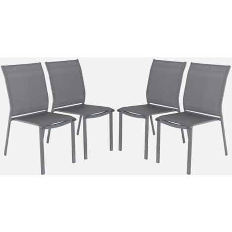 Set di 4 sedie da giardino impilabili in alluminio e textilene