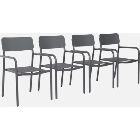Set di 4 sedie da giardino impilabili in alluminio e textilene