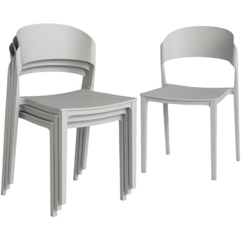 Set di 4 sedie da giardino impilabili, struttura in PP, adatte a tutte le stagioni.