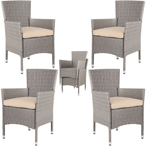 Set di 4 Sedie da Giardino in Polyrattan Impilabili con Cuscini da 7 cm Capacità di carico 160 kg Set sedie per terrazze e balconi Crema