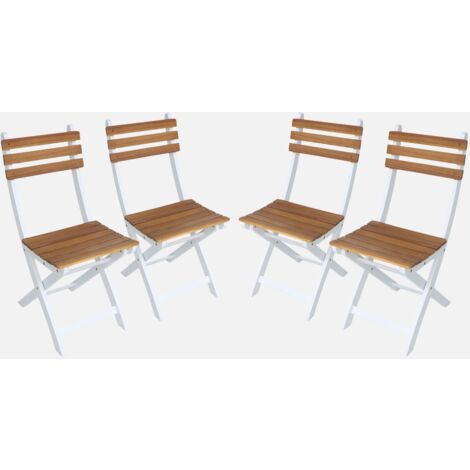 Set di 4 sedie da giardino pieghevole in acacia