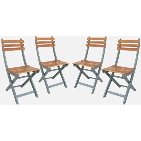 Set di 4 sedie da giardino pieghevole in acacia