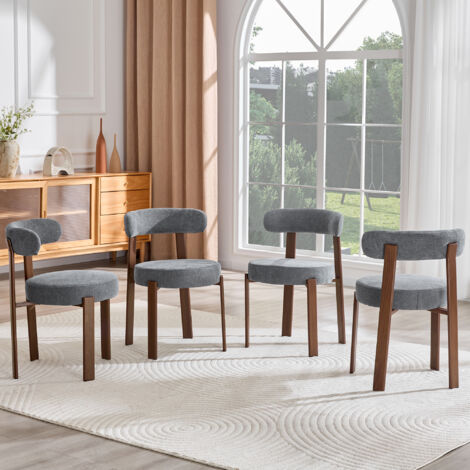 Set di 4 sedie da pranzo, 57x51,5x79 cm, con braccioli, in lino grigio