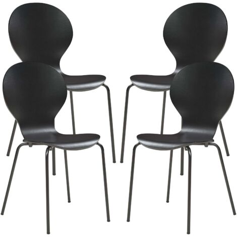 Set di 4 sedie da pranzo 85 x 48 x 50 cm design moderno robuste nere 030009820