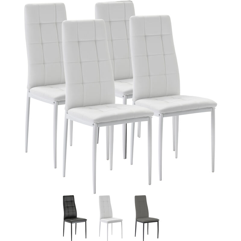 Vs Venta-stock - Set di 4 sedie da pranzo Chelsea bianche, 42 x 51 x 97 cm