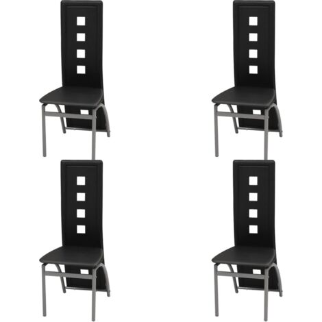Set di 4 sedie da pranzo da cucina in stile moderno, sintetiche nere CDS021804